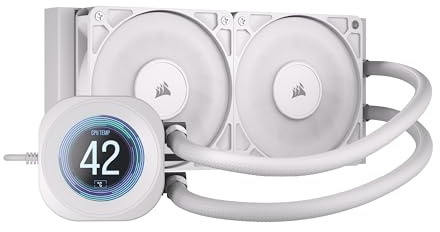 Corsair Nautilus 240 RS LCD Refrigeración líquida de CPU – Pantalla LCD IPS de 2,1, 240mm AIO, Bajo Ruido, Daisy-Chain, Intel LGA 1851/1700, AMD AM5/AM4 – Incluye 2 Ventiladores RS120 – Blanco