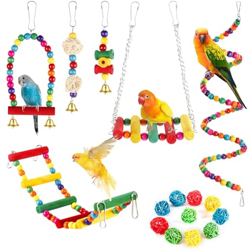 Zyiphor 16 Stück Vogelspielzeug Set Vogelspielzeug für Wellensittiche, Papageienspielzeug Wellensittich Spielzeug Vogel Spielzeug Nymphensittich Spielzeug für Kleine Sittiche