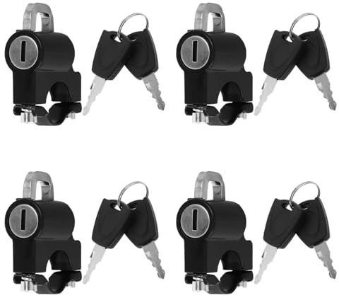 OFFSCH 4 Candados para Casco de Moto con Llave - Seguro Antirrobo para Manillar de 2.0-2.6 cm - Protección para Estacionamiento Exterior