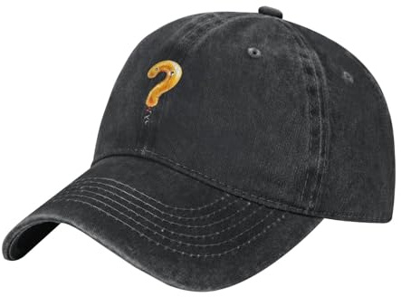 WHJSHOP Black Adult Baseball Cap Hat Golden question Mark Balloon Picture for Men and Women Comfort Adjustable, Black, One Size