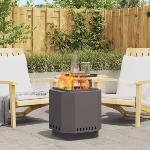 Nqyjm Cesta de fuego sin humo, color negro, 48 x 48 x 51 cm, acero para jardín, terraza, exterior LH679858