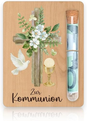Cadeau de confirmation, carte en bois pour cadeau d'argent de communion, emballage en bois pour cadeau d'argent de communion, croix pour garçon, carte en bois décorative pour cadeau d'argent, ensemble