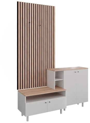 Vicco Ensemble de vestiaire Elano, Blanc/Chêne, 140x80cm