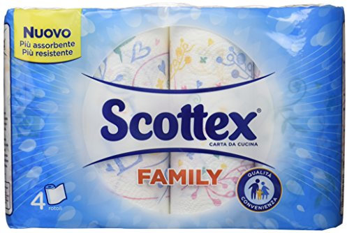 Scottex Casa Family, Carta Da Cucina, Morbida e Resistente, Ultra assorbente, Con Carta certificata FSC, 4 Rotoli