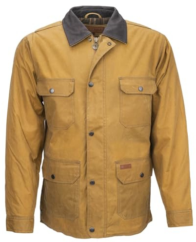 OUTBACK TRADING Men's 2146 Gidley Waterproof Breathable Fully Lined Cotton Oilskin Western Jacket, Field Tan, X-Large