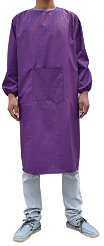 UE STORE Adults Long Sleeve Cooking Kitchen Apron Waterproof Butcher Artist Apron Purple