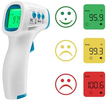 HoMedics Non-Contact Infrared Forehead Thermometer, Clinically Proven Fast Accurate Results, High-Fever Alert with 4-in-1 Readings