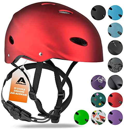 Apollo Casque de Vélo Enfant Casque Réglable pour Skate, Scooter, Vélo, avec Bouton Rotatif, Casque Vélo Homme, Casque Vélo Femme Adapté aux Enfants et Adultes, Diverses Tailles et Couleurs