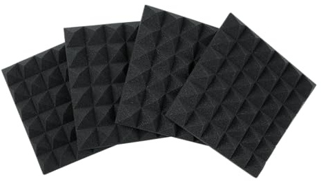 Gator Frameworks 2ā Thick Acoustic Foam Pyramid Panels 12āx12ā, Charcoal (4) Pack (GFW-ACPNL1212PCHA-4PK)