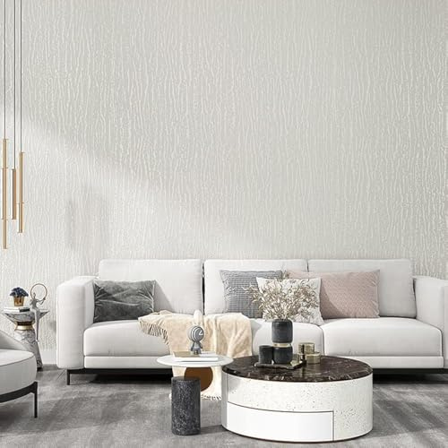 Q QIHANG Nordic Style Light Gray Non-Woven Fabric 3D Wallpaper Diatom Mud Texture Bedroom Living Room TV Background Non-Pasted Wallpaper 1.73' W x 32.8' L