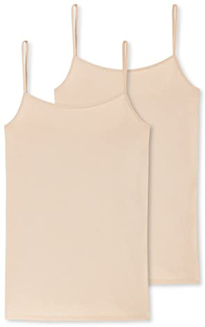 Schiesser Damen Spaghetti-Top | Organic Cotton | 2er Pack | 174388 (42, Sand)