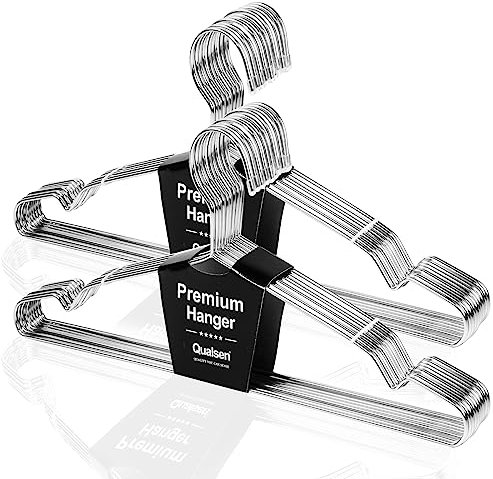Qualsen Kleiderbügel Metall,20 Stück Eisen Kleiderbügel,Metallbügel,Clothes Hangers,Platzsparende Kleiderbügel Edelstahl Kleiderbügel Draht für Anzug T-Shirt Hemd Jacke Kleid Hose(42 cm)