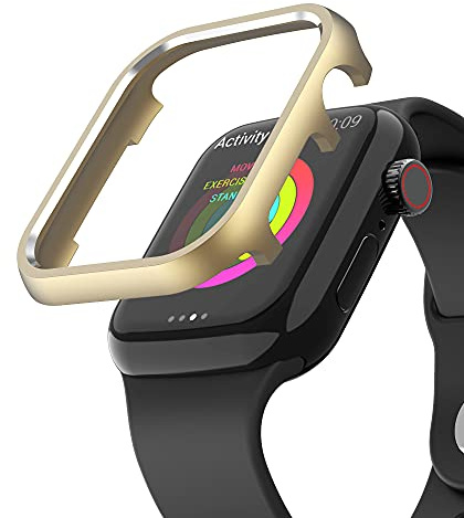 Fodral kompatibelt med Apple Watch 38 mm fodral i guld, metall skyddande skal, aluminium, stötfångare, fodral, reptåligt, stötsäkert klockfodral, watch, skyddande skal, kompatibelt med Apple iwatch 38