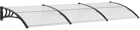 VEVOR Window Door Canopy 117 x 38, UPF 50+ Polycarbonate Entry Door Outdoor Window Exterior, Front Door Overhang for Sun Shutter, UV, Rain, Snow Protection, Hollow Sheet