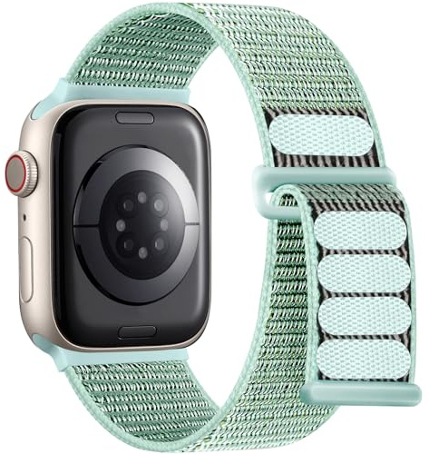 Lenrao Sportloop kompatibel med Apple Watch-band för kvinnor män 40 mm 41 mm 42 mm 38 mm, mjuka andningsbara nylonarmband för iWatch Band serie 11/10/9/8/7/6/5/4 SE 3/2/1 OceanGreen