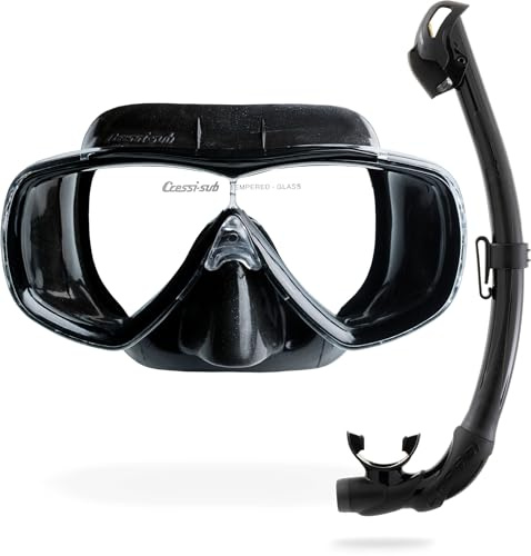 Cressi Estrella + Seal Dry Mask & Snorkel Kits, Black/Black
