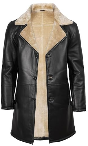 Decrum Leather Shearling Coat Men - Mens Black Leather Jacket | [1509996] Turlock, XXL