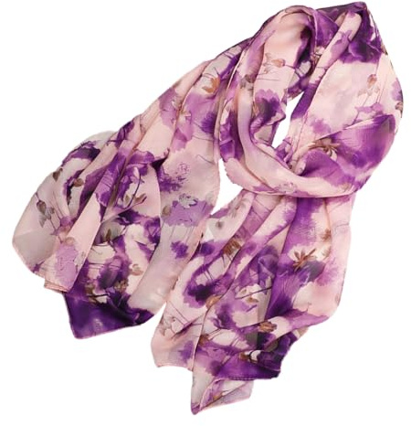 QEXUJOW Foulards en soie pour femmes - Haute qualité/mousseline (violet)