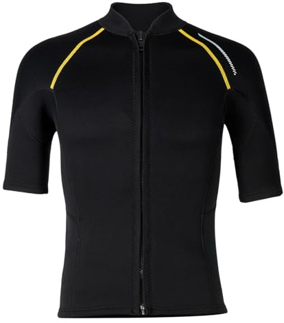 iiniim Mans Thermal Swim Coat 1.5mm Neoprene Wetsuits Top Short Sleeve Rash Guard Shirts Black XL