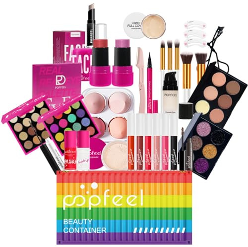 FantasyDay Juego de Maquillaje Xmas All in One Makeup Gift Set Adventskalender 2025 Belleza Cosmético Incluye Corrector Camuflaje, Brillo de Labios, Brochas, Mascara, Blush, Sombra de Ojos, Delineador