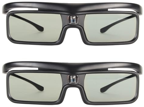 Plyisty Occhiali 3d Collegamenti DLP, Occhiali Otturabili Attivi Ricaricabili, Frequenza di Aggiornamento a 144Hz, Angolo di Visualizzazione Largo 178 °, Alta Trasmittanza, per LTV