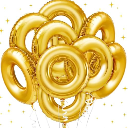 Paquete de 8 globos de fiesta con anillo dorado, globos grandes de aluminio de 71 cm para bodas, cumpleaños, decoraciones temáticas de carnaval, decoración de escenas fotográficas