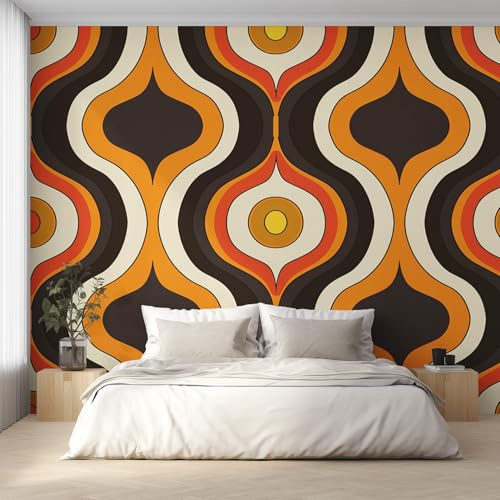 Retro 70s Wallpaper for Living Room, Abstract Geometric Wall Mural for Bedroom 130x80 cm, Non-Woven Photo Wallpaper, Home Decor D&O121