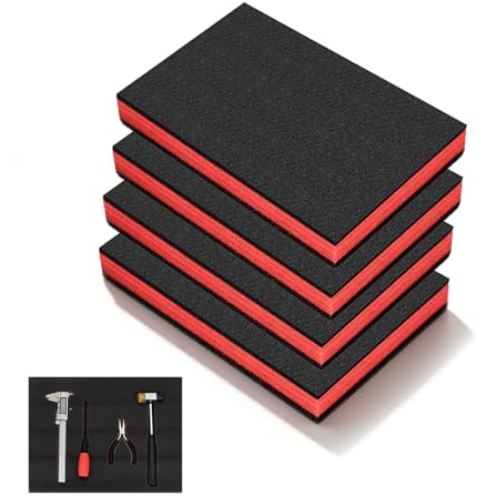 XLTBOMS 4 Unité Mousse pour Outils - 40 x 30 x 2,5 cm, Inserts en Mousse | Mousse Caisse a Outil, Bloc de Mousse Polyuréthane, Mousse à Découper, pour boîte à outils, système de rangement à (Noir)