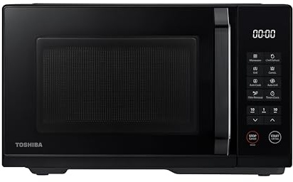 Toshiba Forno a Microonde con Grill, 23 Litri, 11 Livelli di Potenza, Cottura Combinata,Chef Defrost, Menu Automatici, Facile da Pulire, Timer, Microonde 800W, Grill 1000W, Colore Nero-MW3-EG23PE(BK)