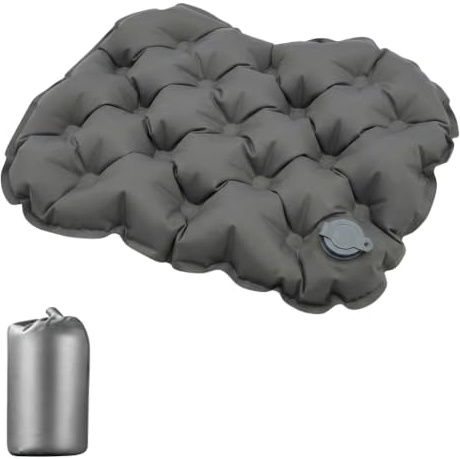 Apcodino Inflatable Seat Cushion Portable Air Seat Pad for Camping Hiking | Foldable Lightweight Travel Seat Pad with Carry Bag Blow Up Pillow for Airplane Long Sitting Stadium Car Office (Dark Grey)
