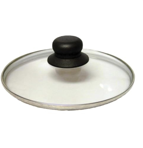 Baumalu, Couvercle en Verre Cerclé Inox 32 cm avec Bouton Bakélite - Couvercle Universel pour Casserole, Poêle, Marmite et Sauteuse - Argenté, Pratique et Durable