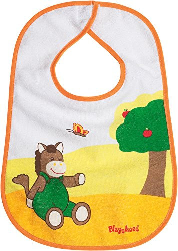 Playshoes 507196625 Klett-Lätzchen Pferd, Rückseite mit Folienunterlage, Maße 28 x 24 cm