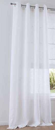 Kutti Vorhang Leinen Metis 100% Leinen Blickdicht Ösenschal Gardine Weiss B 140 x H 225 cm (1 Stück)