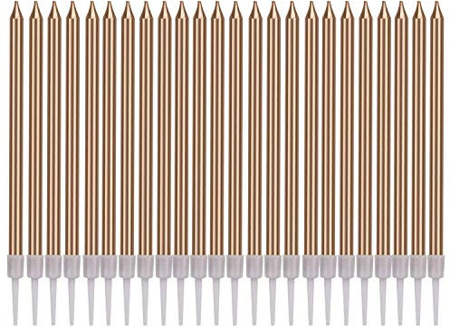 LUTER Metallische Kerze, lange Kerze, Champagner, Gold, Geburtstagskerzen mit Ständer, Kuchenkerzen für die Dekoration von Partys, Hochzeiten, Geburtstagen (24 Stück)