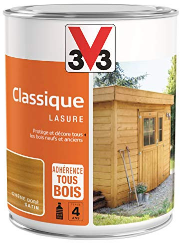 V33 Lasure Classique 4 ans, Chêne Doré, 1 l (Lot de 1)