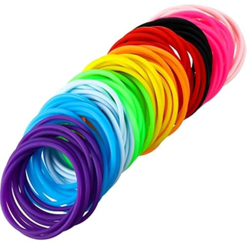 Hotop Pulseras de Silicona de Colores Lazo de Pelo para Niñas Mujeres, 100 Piezas (Estilo B)