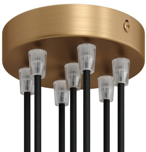 creative cables Kit rosone per lampadario da soffitto (serracavo conico, metallo color bronzo satinato, Ø 120 mm, 7 fori) – Fissaggio a staffa per lampadari e sospensioni multiple