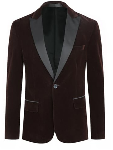 Herrdräkt blazer smal passform sammet en knapp kostym smoking jacka