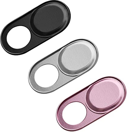 kwmobile 3X Cache de Webcam Compatible avec Camera Cover - Protection caméra Appareil Photo Coulissant pour Tablette Ordinateur - Noir-argenté-Or Rose