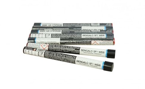 Funke Bengalfackel Handfackel Bengalo Bengalfeuer Titan-Funken Vulkan Lanzenlicht Fontäne Feuerwerk 60 Sekunden (5 Fackeln, Weiss)