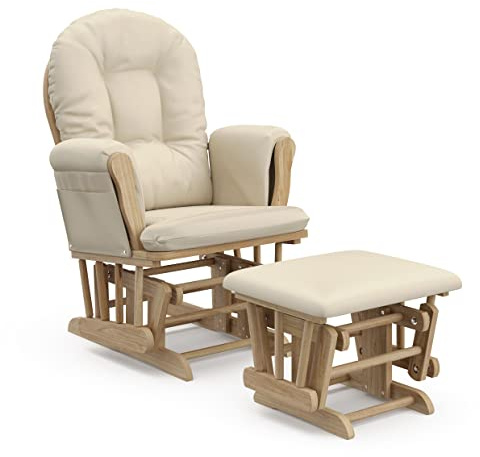 Storkcraft Premium Hoop Glider & Ottoman (Natural/Beige) — GREENGUARD Gold Certified Nursery Glider, Solid Wood Craftsmanship, Smooth-Gliding Nursery Chair and Ottoman, Award-Winning