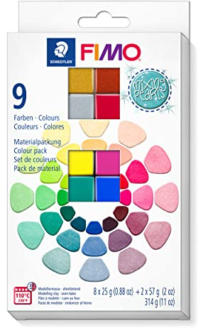 STAEDTLER FIMO 8013 C Mixing Pearls – 10 block, 312 g | Ugnshärdande modelleringslera med pärlglans, blandbar – för kreativa smycken & dekor – Art.-Nr. 8013 C10-1
