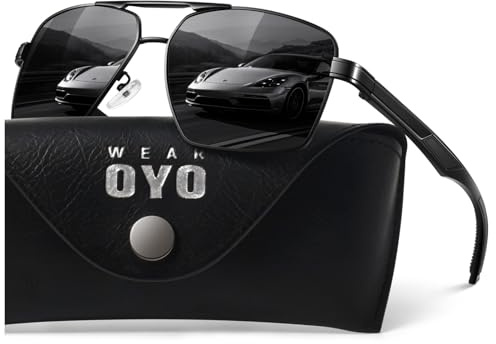 WEAROYO Polarized Sunglasses Men Womens Al-Mg Alloy Frame Spring Hinges Pilot Military Style UV400 Protection Driving