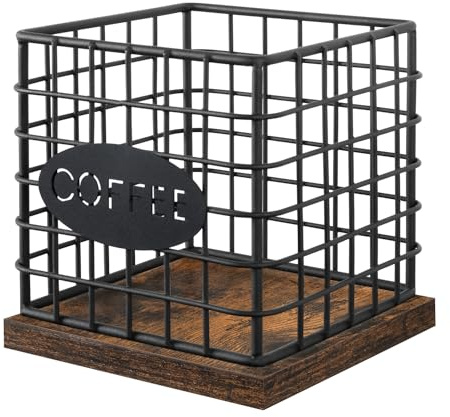 YINMIT K Cup Holder Organizer, Sturdy Coffee Pod Holder Organizer, 35 Kcup Large Capacity Storage Basket for Kitchen Counter and Office Desktop (Square Grid)