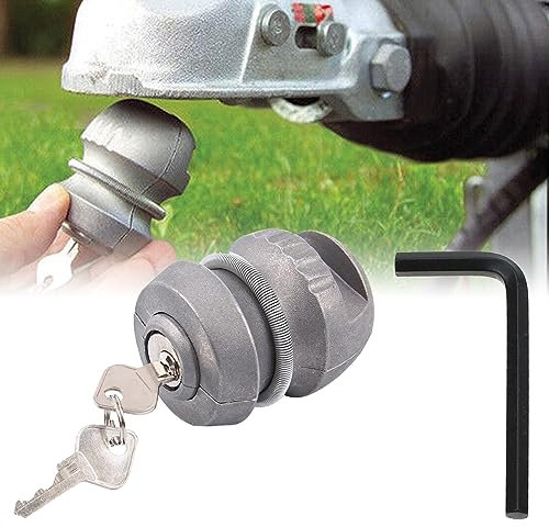 Nizirioo Anhängerschloss Diebstahlsicherung für gängige Anhängerkupplungen: Zinklegierung Wohnwagen Schloss mit 2 Schlüsseln, Robuste Kugelschloss, Sicherheit Hitchlock, Silber