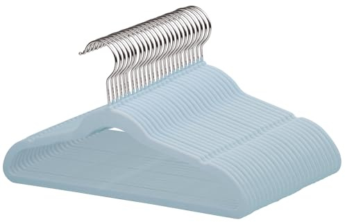 MangoKit 32 Pack Samt Kleiderbügel für Kinderkleidung mit 360° Drehbaren Haken, rutschfest und Platzsparend für Kleiderschränke, Kleiderbügel für Teenager-Kleidung, Röcke und Hosen (35CM, Blau)