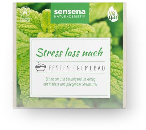 Sensena Bagno in crema solido Stress lass nach, additivo per il bagno con burro di karitè e oli preziosi, bagno rilassante, Zero Waste, Vegan e Cosmos, certificato per la pelle curata