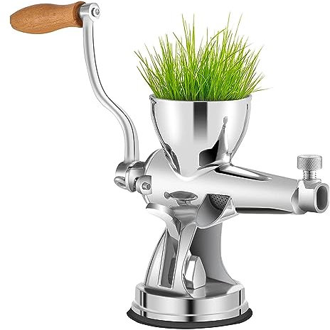 Manuell vetegräsjuicer, manuell vetegräskvarn, 304 rostfritt stål, för selleri, aloe vera, kål, päron, vindruvor