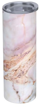 YXDVPALNE White Gold Marble Pad Pink Marble Water Bottle Insulated 20 Oz Stainless Steel Mug Vacuum Tumbler Water Flask