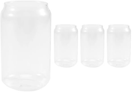 Fozriybefy Confezione da 4 Lattine nel Vetro Moda Acqua Succo di Latte Semplice Bicchiere da Birra Bicchiere da Birra Bicchiere da Dessert Tazza da Dessert Tazza di, 400 Ml